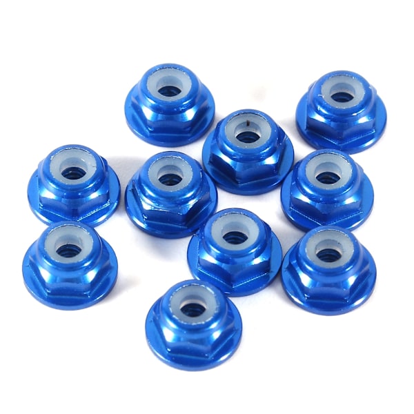 10 stk M2 Nylon Insert Selvlåsende Aluminiumsmuttere Hex Lock Mutter Royal Blå