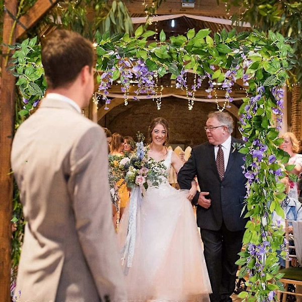 4 stk. 2 meter/stk. Kunstig filigran Wisteria Wire Hengende Blomster