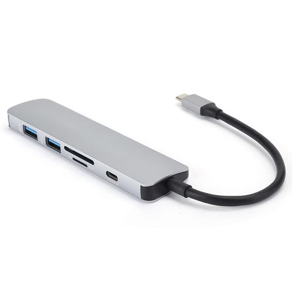 Type-C 6-in-1-keskitin monitoiminen laajennustelakka Type-C–HDMI/USB3.0/PD3.0-lataus