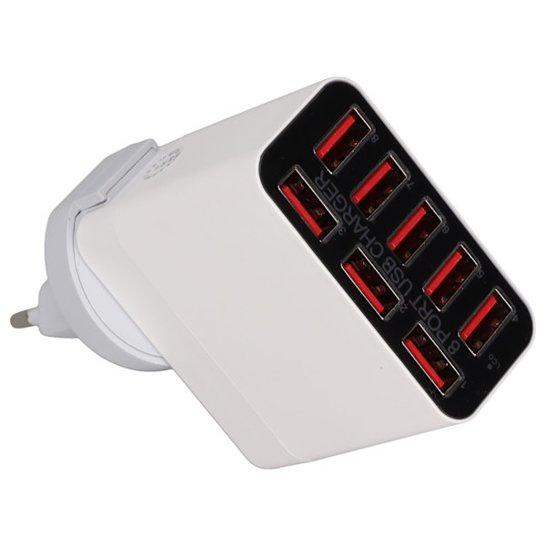 X82 40W USB A-laddare 8-portars USB laddningshuvud Bärbar resesnabbladdare för mobil surfplatta