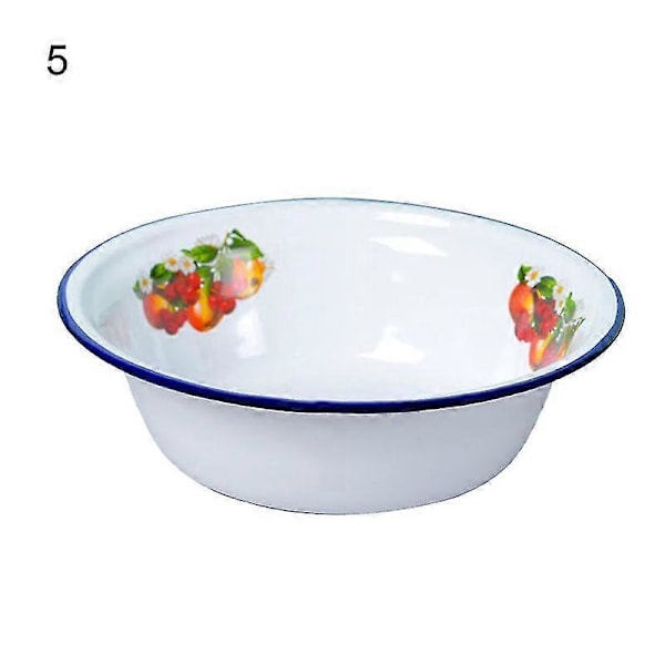 Emajlskål - Förtjockad tvättbar soppskål med nostalgiskt fruktmönster för middag 5-18cm