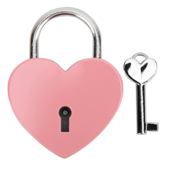 Sydänlukko metalli värikäs hieno riippulukko kotitaloustarvikkeita avaimella 45x59mm vaaleanpunainen