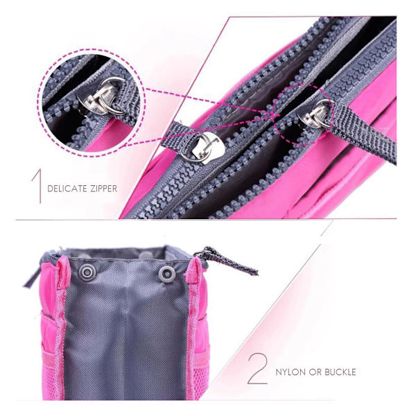 Kvinder Multifunktion Makeup Håndtaske Forskellige Lommer Store Kosmetiske Håndtaske Organizer til Rejser Pink