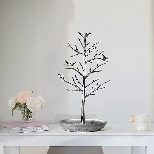 Smykkeskrin Klokke Øredobber Halskjede Stativ Sølv 31cm*15cm*2cM