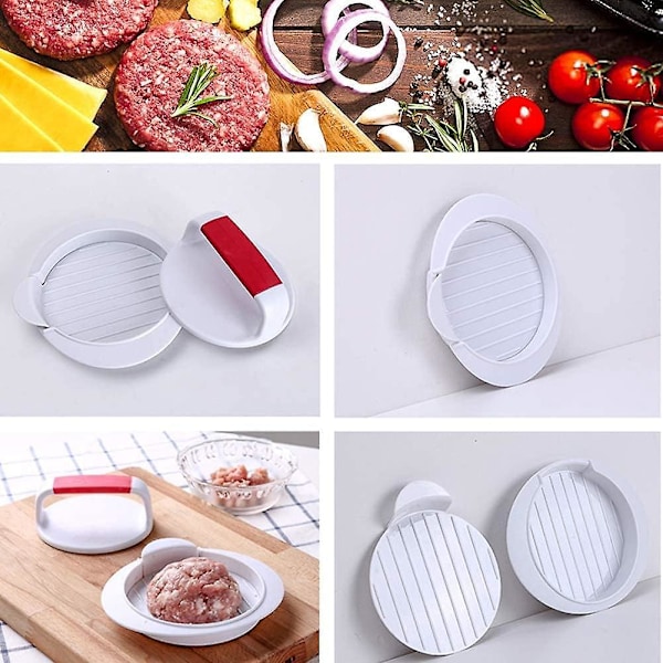 Hamburger Patty Maker hamburgerform Perfekt størrelse 12,7 cm hamburgerform ring Let frigørelse rund hamburgersti Tryk til grill Tilbehørspakke (1 stk