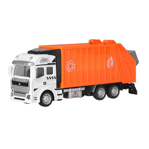 1:48 Pull Back Sopbil Leksak Legering Plast Leverans Sopbil Fordon Leksaker Dekoration för Pojkar Orange
