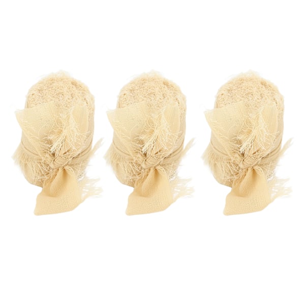Frans Chiffong Silkesband Ren Färg Handgjord Bukettband Handfärgat Bärbart Chiffongband för Bröllops-DIY-hantverk Beige