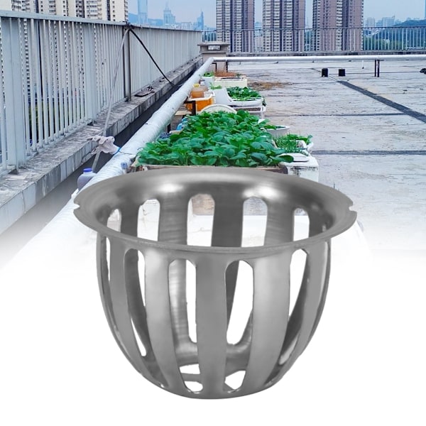 2 stk. rustfrit afløbsrist i rustfrit stål til tag og balkon (75 mm)