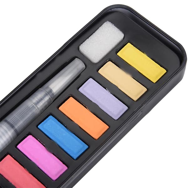 Solid Akvarellfärgset Lösligt Pigment Ritning Målarpensel Akvarellfärg (12 färger)
