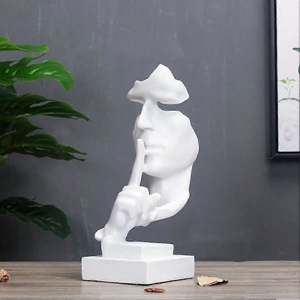 Tystnad är Guld Staty, Abstrakt Skulptur i Resin Modern Konst Figurer Tysta Män Statyer för Vardagsrum Studierum Entré Hemmakontor Dekor