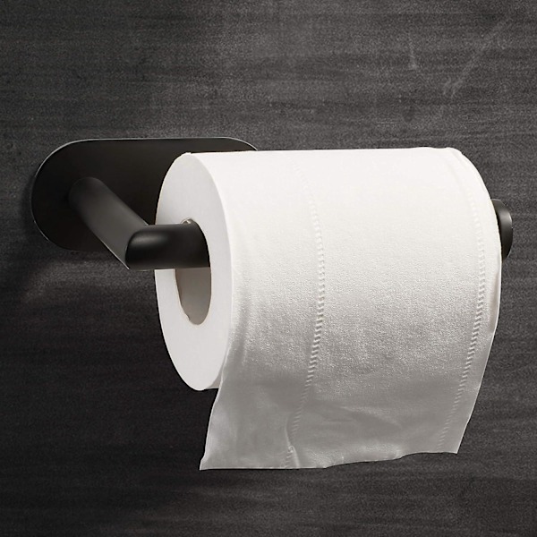 Selvklæbende Toiletpapirholder, Standløs Toiletpapirholder til Badeværelse og Køkken (Mat Sort)