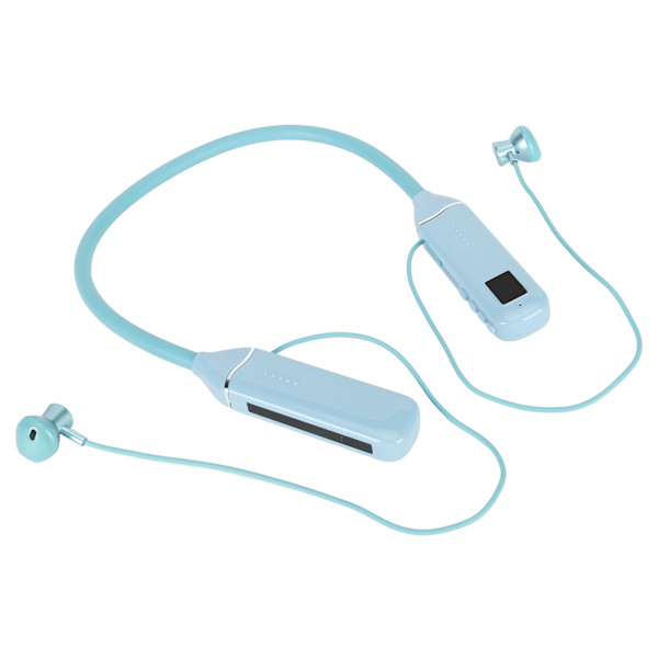 Bluetooth-hodetelefoner med nakkebånd LED Power Display Minnekortavspilling Magnetiske ørepropper Headset med RGB-bakgrunnsbelysning blå