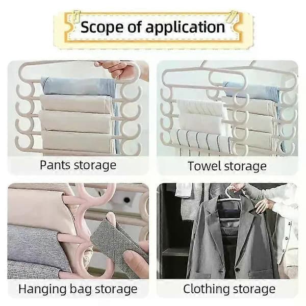 5-Layer Rotatable Clothes Hanger - Durable Pants Rack with Non-Slip Clips for Jeans/Dresses Space-Saving 1pc green