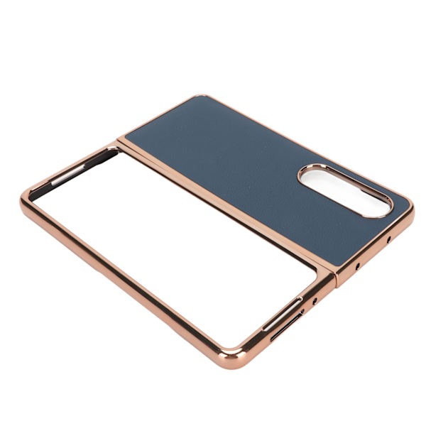 Telefondeksel Beskyttende Deksel for Samsung Galaxy Z Fold 4 Nano Plating Ekte Lær Skrapebestandig Blå