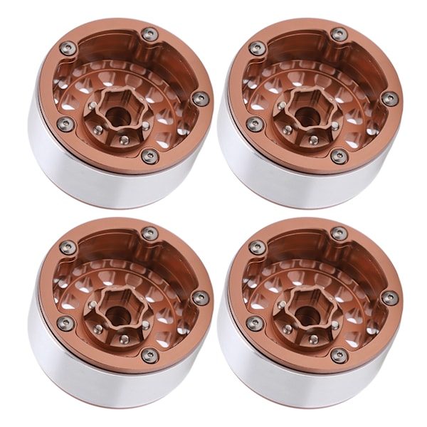 4 kpl Beadlock RC-auton pyörännavan sarja 1,9 tuuman alumiiniseoksesta valmistettu rengasvanne 1/10 1/12 1/14 kauko-ohjattaviin autoihinRuskea