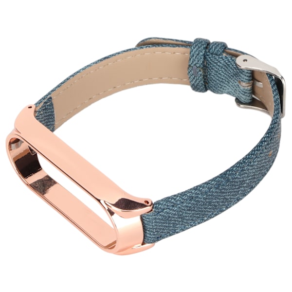 Denim mønster klokkebånd Retro håndleddsstropper erstatning for Xiaomi Mi Band 6 NFC spenne stilBlå denim gullskall