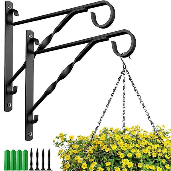 Väggfäste för Hängande Växter - 2-pack Väggplanterkrok med Järnskruvar - Vindspel, Blomkruka, Lykta - Utomhus/Inomhus Patio Dekoration