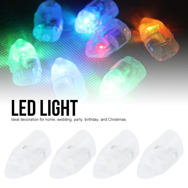 100 stk. Innovative ballonform lys LED lysende lampe til hjemmefest bryllupsdekoration Farverig blink