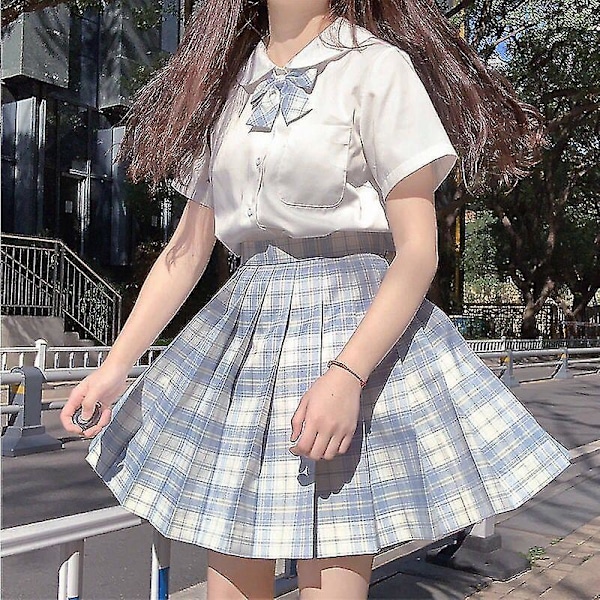 Embroidered Shirt and Pleated Skirt Set for JK Uniform XL White Underworld