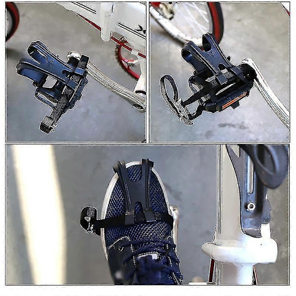 Cykel Pedalrem, Nylon Cykelpedaler Med Tåclips Og Remme Let At Installere Lh-1 Zekai