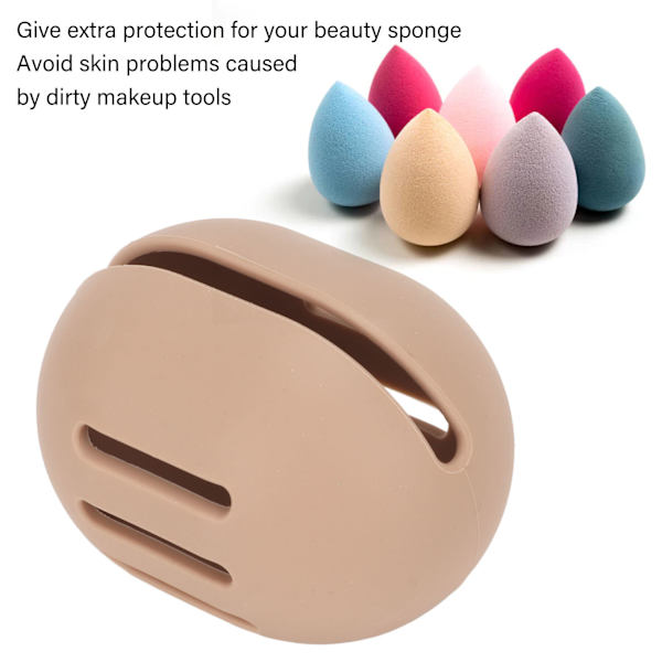 Åndbar blød silikone makeup svampeholder opbevaringsboks Khaki
