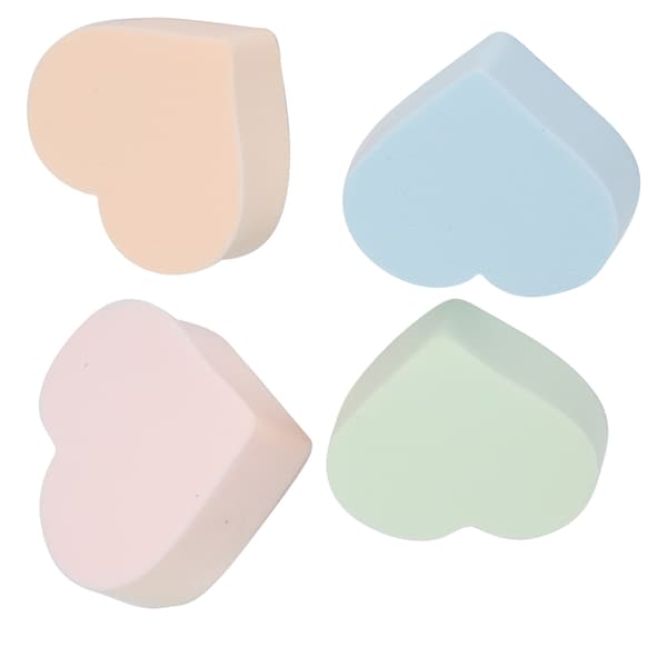 4 stk. Makeup Svamp Blød Hjerteform Våd Tør Brug Pudder Blush Foundation Blender Svamp