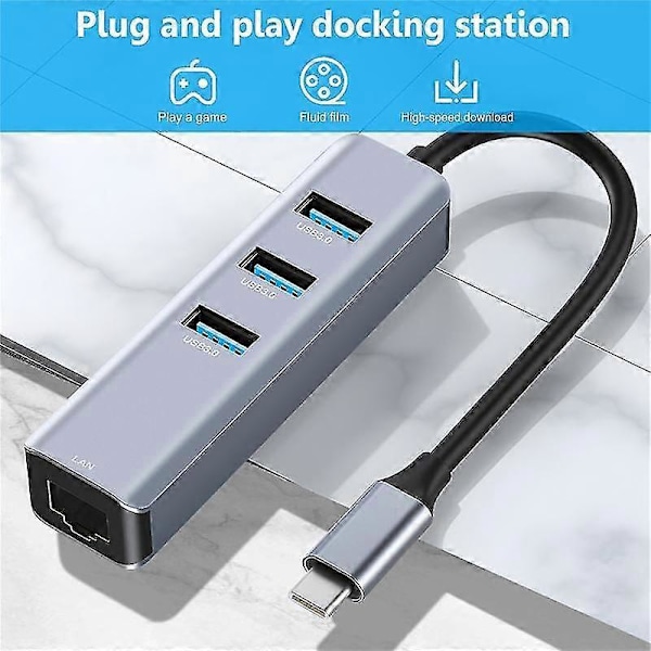 USB C - Ethernet -sovitin, RJ45 - USB C -yhteensopiva 3/Type-C Gigabit Ethernet LAN -verkkosovitin, yhteensopiva Pron kanssa