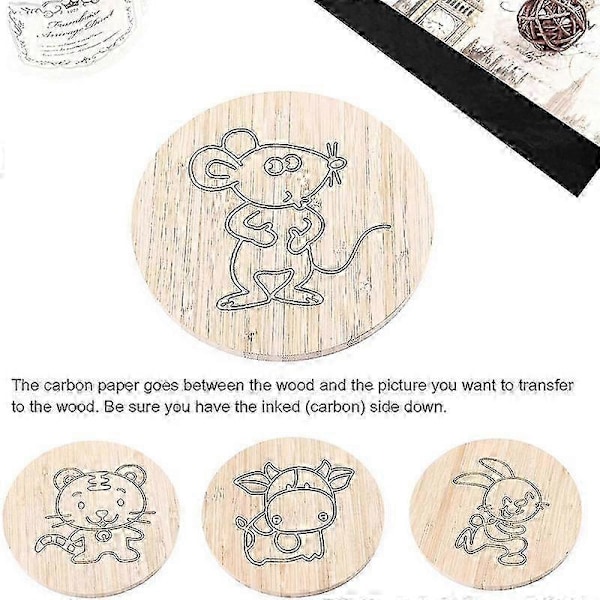 100 Ark Kolpapper, Svart Papper kompatibelt med Att Föra Över Mönster På Trä, Papper, Canvas och Andra Hantverk