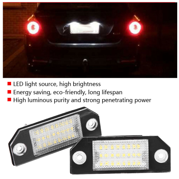 2 st 24 LED-lampor för registreringsskylt för Ford C MAX Focus MK2