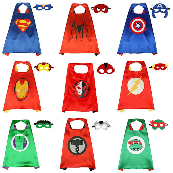 Superhelt Kostyme Sett 5 Deler Unisex Barn Inkluderer Masker Hodebånd Små