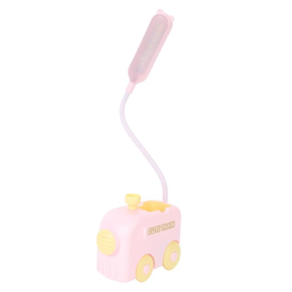Mini Tog LED Nattbordslampe Øyebeskyttelse Studieleselys USB-lading med Pennholder for Barn Rosa