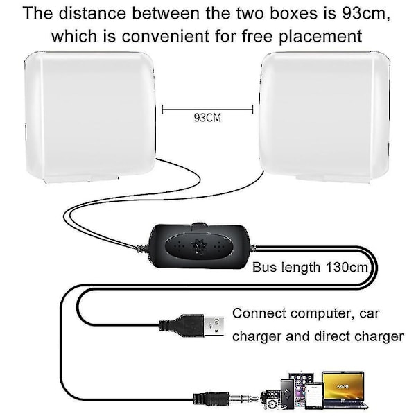 Vita USB-drivna PC-skärmdatorhögtalare