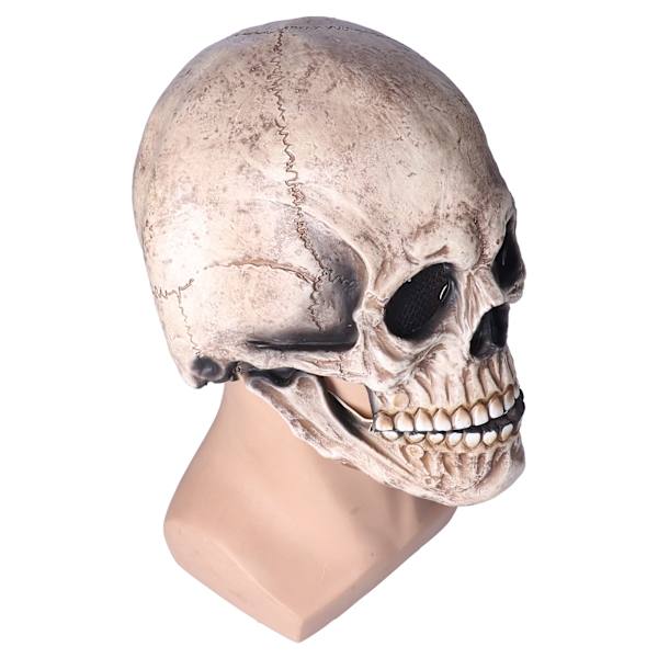 Halloween Dödskallehjälm i Latex med Rörlig Käke, Fullhuvud Dödskallehjälm, Dekoration för Högtidsfester, Cosplay-dräktrekvisita, Mörkgrå