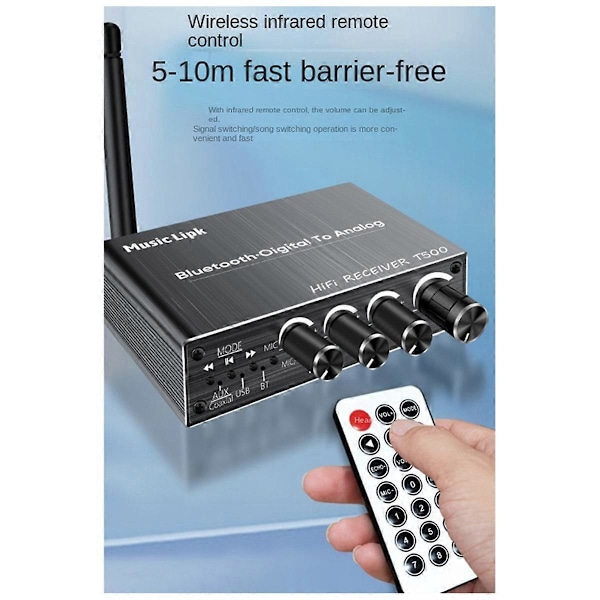 BT 5.3 Audio Receiver AUX/Mic/USB-audioadapteri kaukosäätimellä