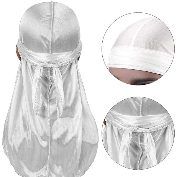 Silkeslen vågig mössa set - Svart, Rosa, Bläckgrön - 3 par - Lång hårscarf