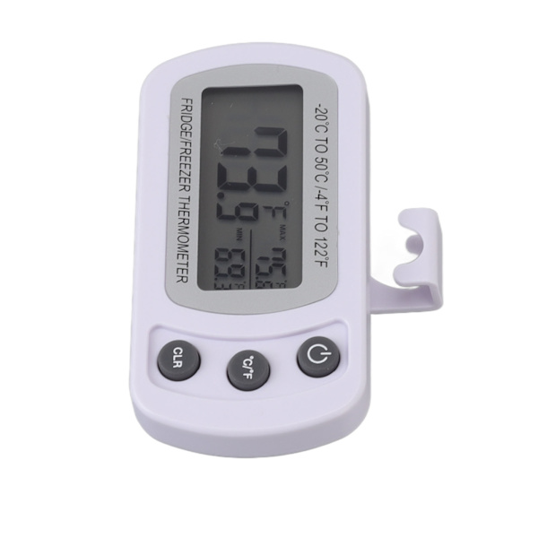 Køleskabs termometer hukommelsesfunktion ABS krop hvid °C °F skiftet lille kompakt digital fryser termometer med krog