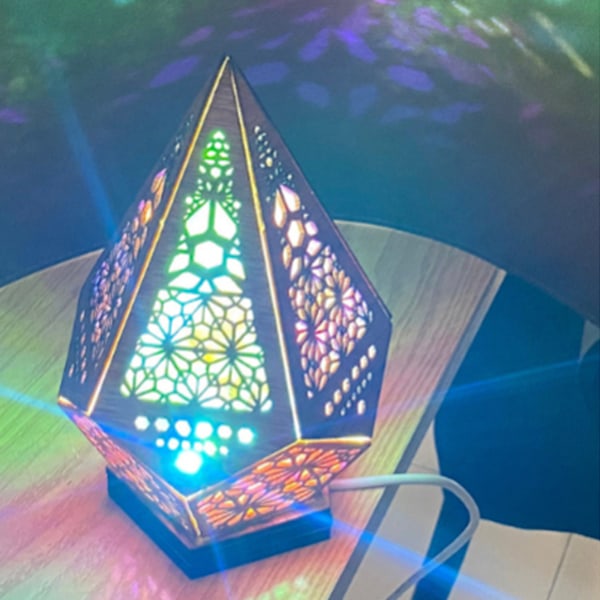 Golvlampa Bohemian Style USB Trä Golvlampa Modern Geometrisk Ljus för Vardagsrum Sovrum