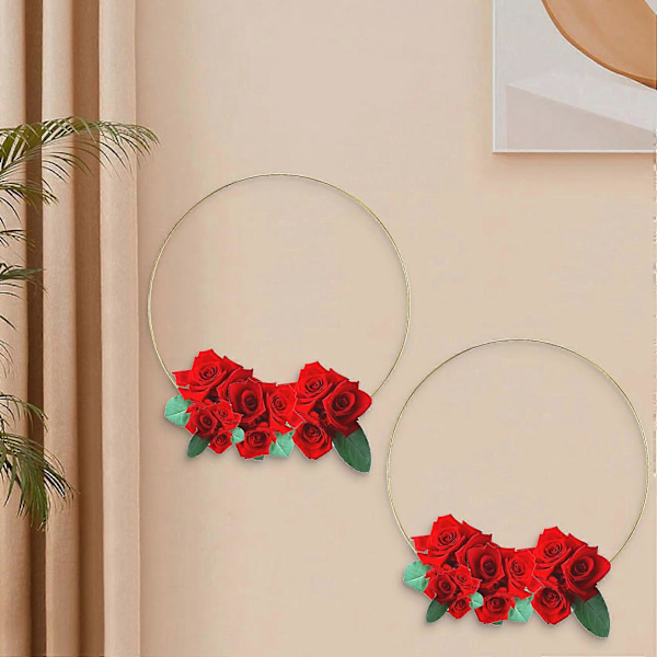 5-pakning 14 tommer store blomsterkranser i metall, makrame, gullringer