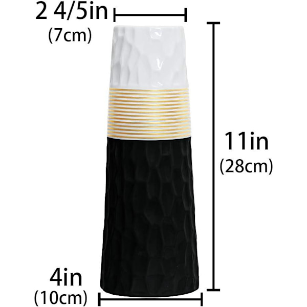 Blomvas 28 cm guld svart vit keramik hög Design Decora