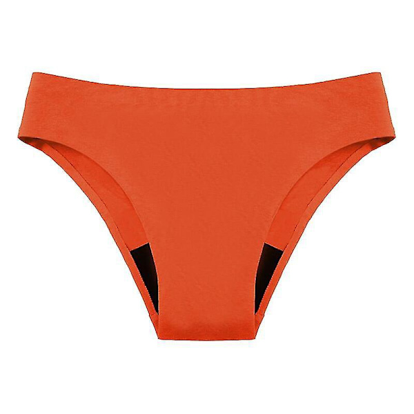Snabbabsorberande 4-lagers läckagesäker leopardbikini för flickor - Sömlösa mensskyddstrosor l orange