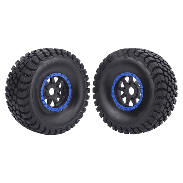 2 stk fjernkontrollbildekk Slitestyrke Plast Beadlock Kjøretøyhjul med pakninger for 1/7 Fjernkontrollbil Blå
