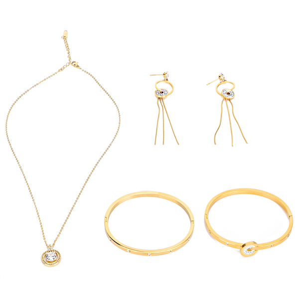 Kvinnor Kvinnliga smycken Set Halsband Örhängen Armband Set för Party Bröllopsfödelsedag