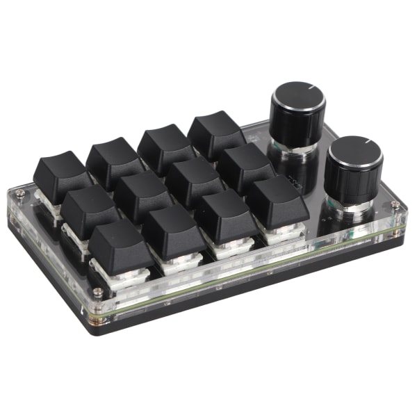 Programmerbart makrotangentbord 2 knoppar blå switch svart 12 tangenter minitangentbord med RGB för kontorsspel Musikmedia