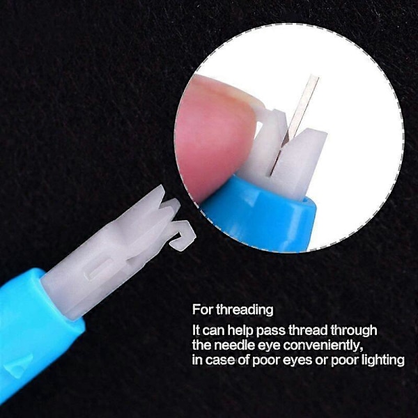 Nålitreder for symaskin, 2 stk automatisk plastnålitreder hjemmelaget symaskin tråder verktøy blå 7,5 cm