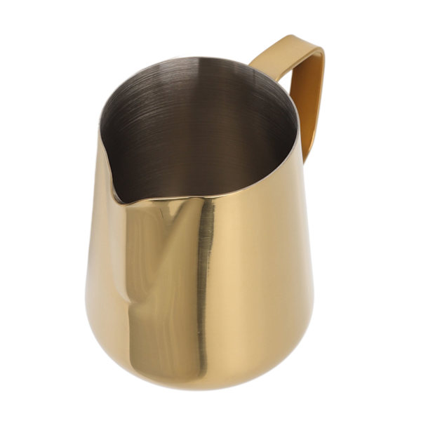 Melkeskummer i rustfritt stål, melkekanne, melkeskummer for kafé, 350 ml, gull