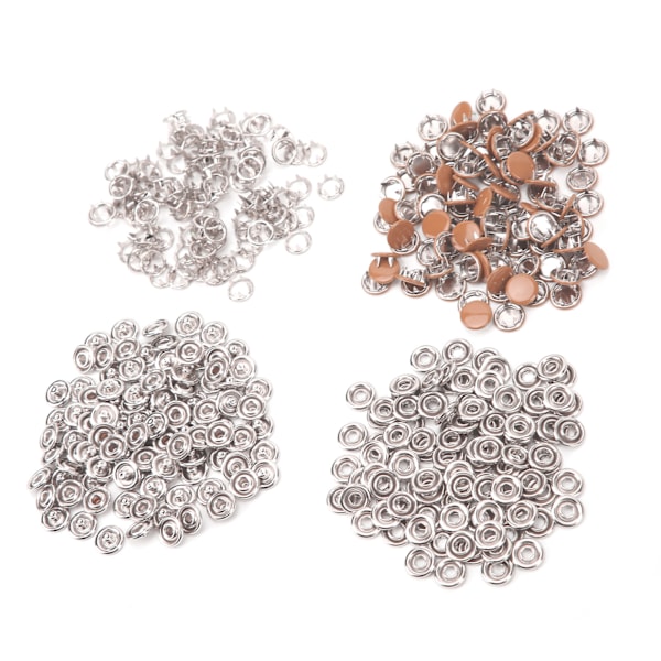 100 set tryckknappar färgglada mässing klor press stud sömnadsfästen med installationsverktyg Crimson