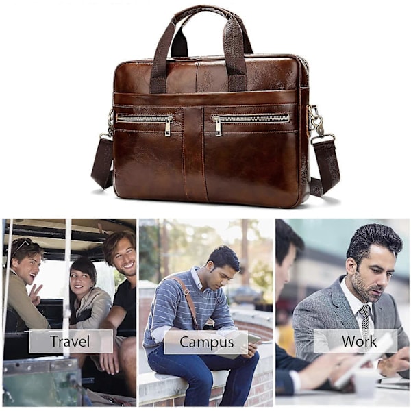 Portfölj Axelväskor Läder Messenger Väska Herr Axelväska för 12.9 Tums Laptop Handväska Satchel Messenger Väska Slitna Väskor Portfölj Resväska Skola