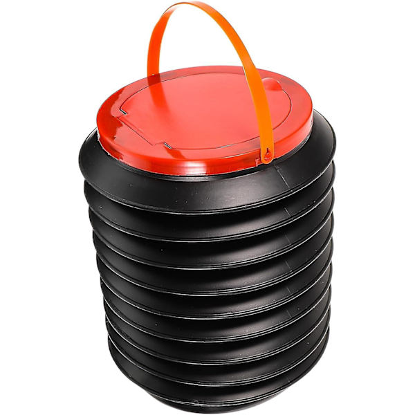 Bärbar, hopfällbar papperskorg med lock - 23x18 cm campingvattentankhink, svart