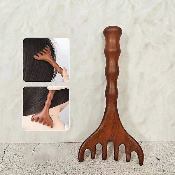 Sandeltre Gua Sha Kam, Meridian Massasjekam for Hode og Ansikt, Brede Tenner, Ansikts- og Kroppsskrapemassasje N3