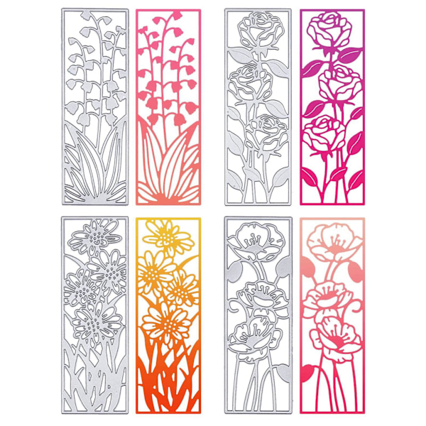 Metal Blomsterramme Skæreforme - Sæt af 4 Prægnings Stencils til Håndværk og Scrapbooking